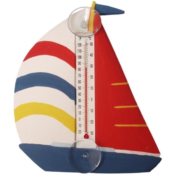 Songbird Essentials White Red and Blue Sailboat Small Window Thermometer SE2177002